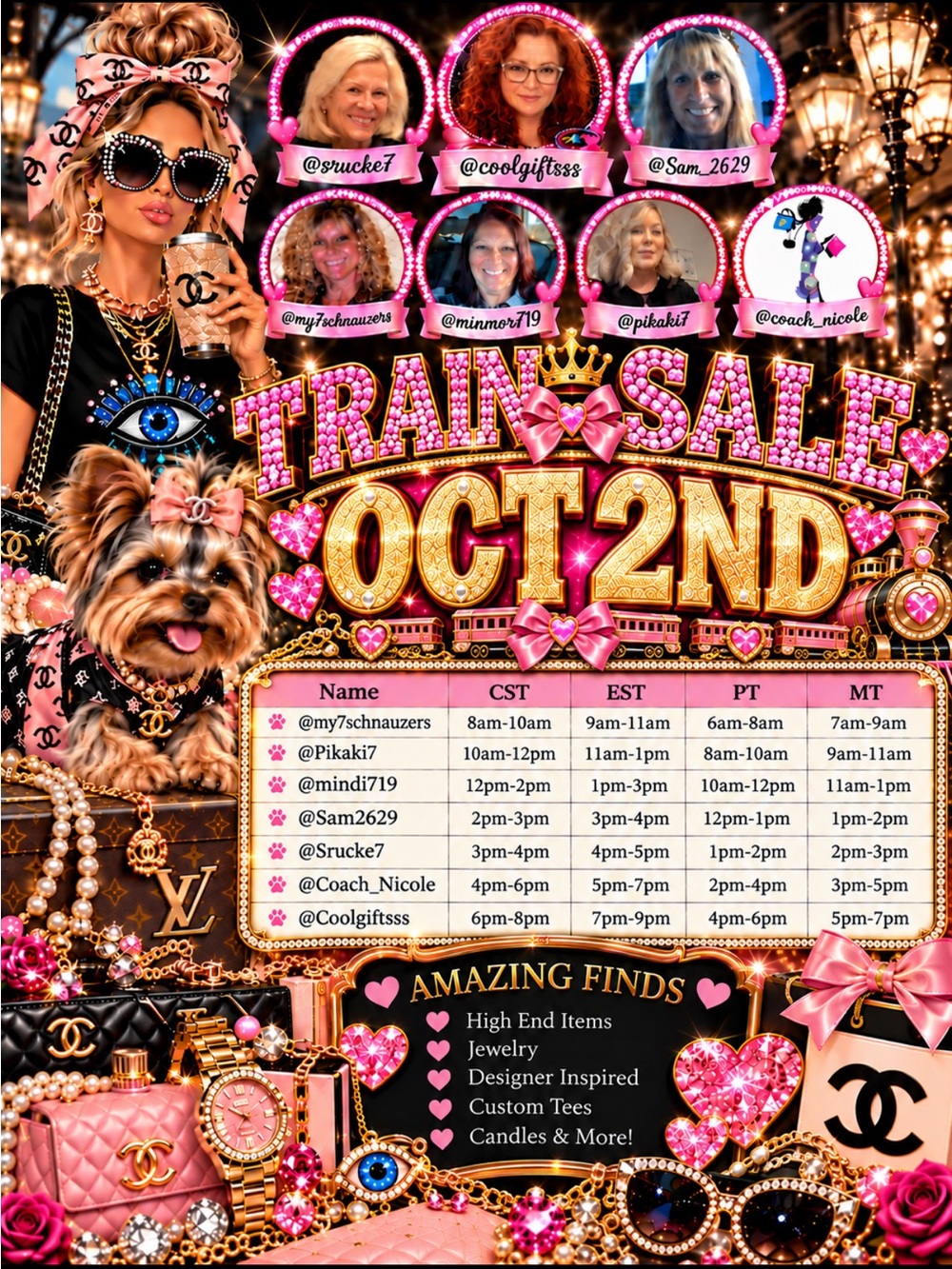 Train Sale Party Poster - Pink & Gold Event Flyer